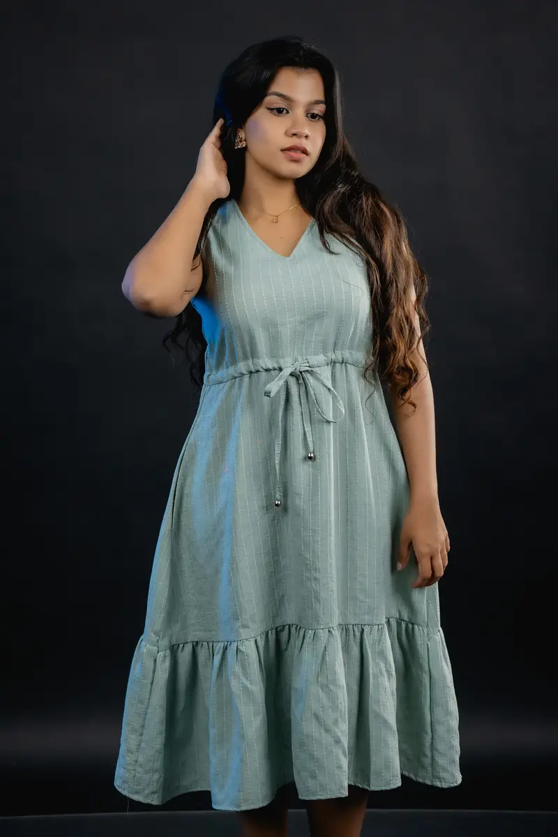 Sage Gathered Midi Dress